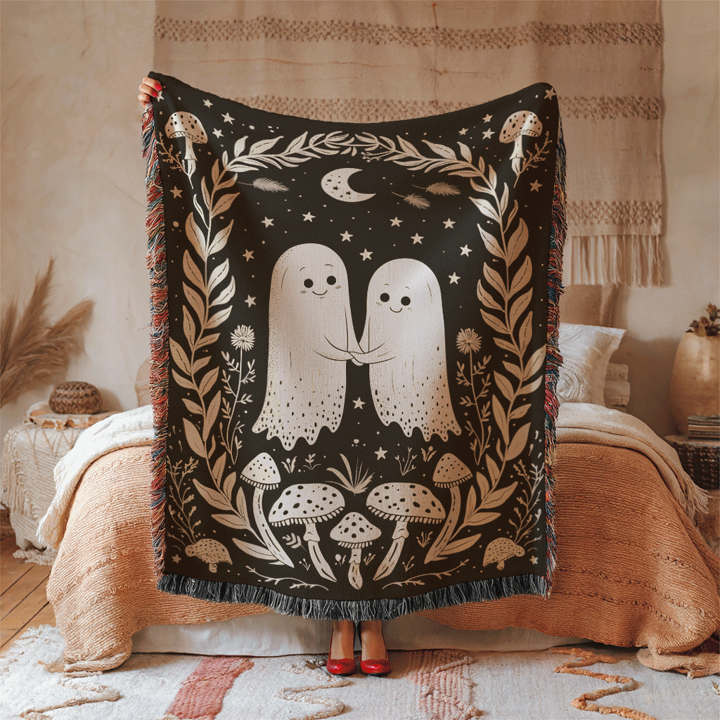 Romantic Ghosts Woven Blankets