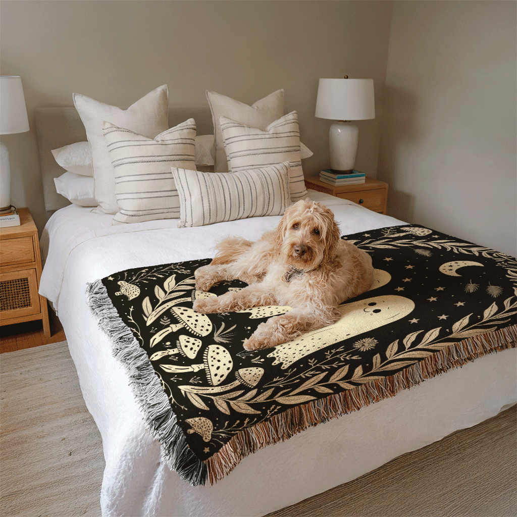 Romantic Ghosts Woven Blankets