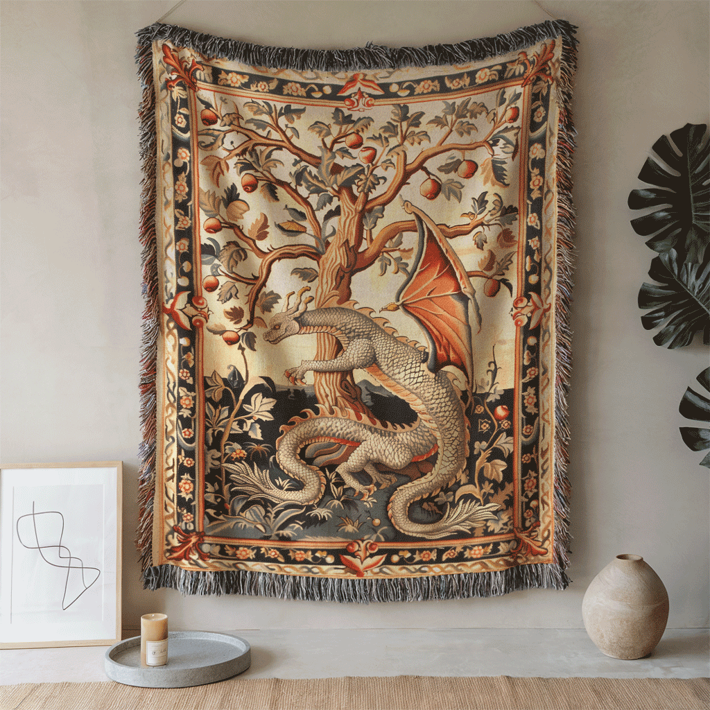 Medieval Dragon Woven Blanket