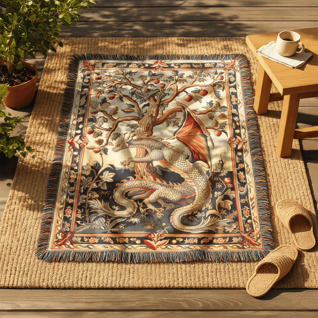 Medieval Dragon Woven Blanket