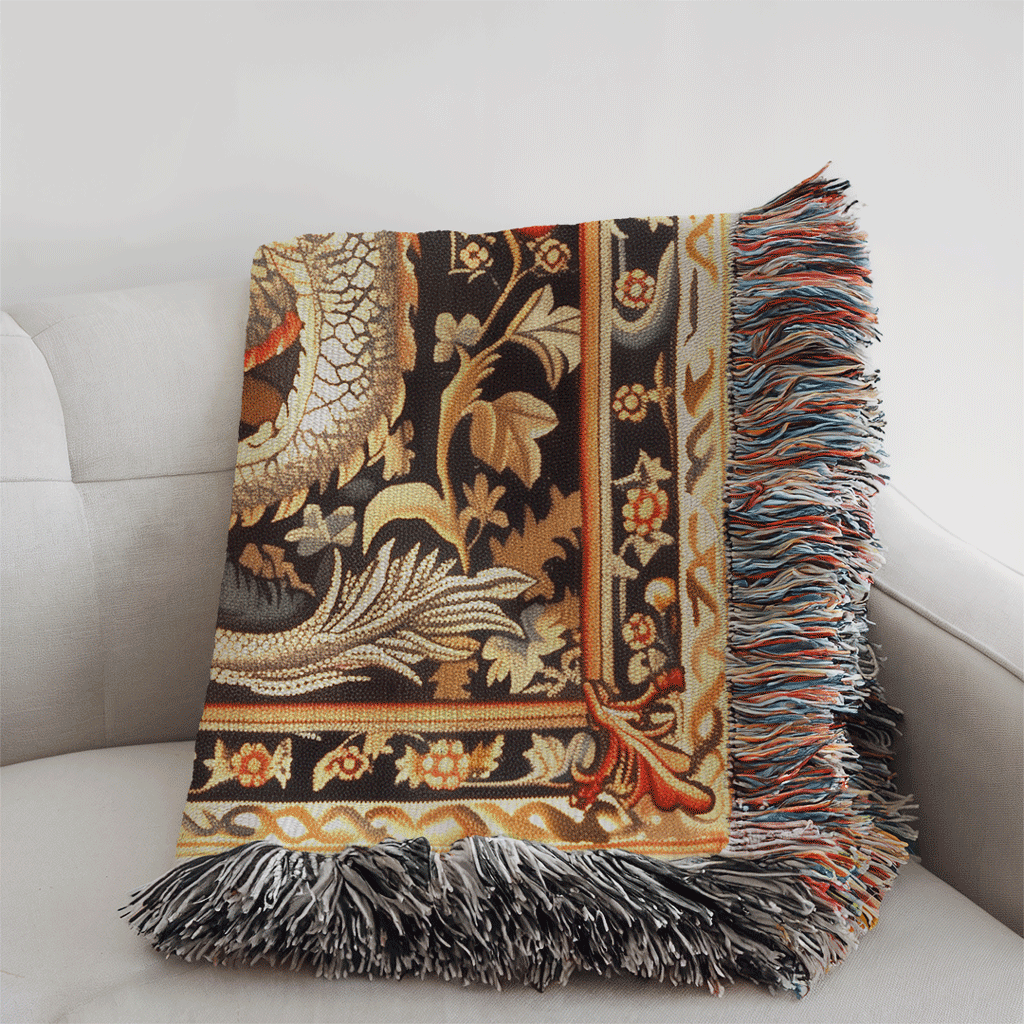 Medieval Dragon Woven Blanket