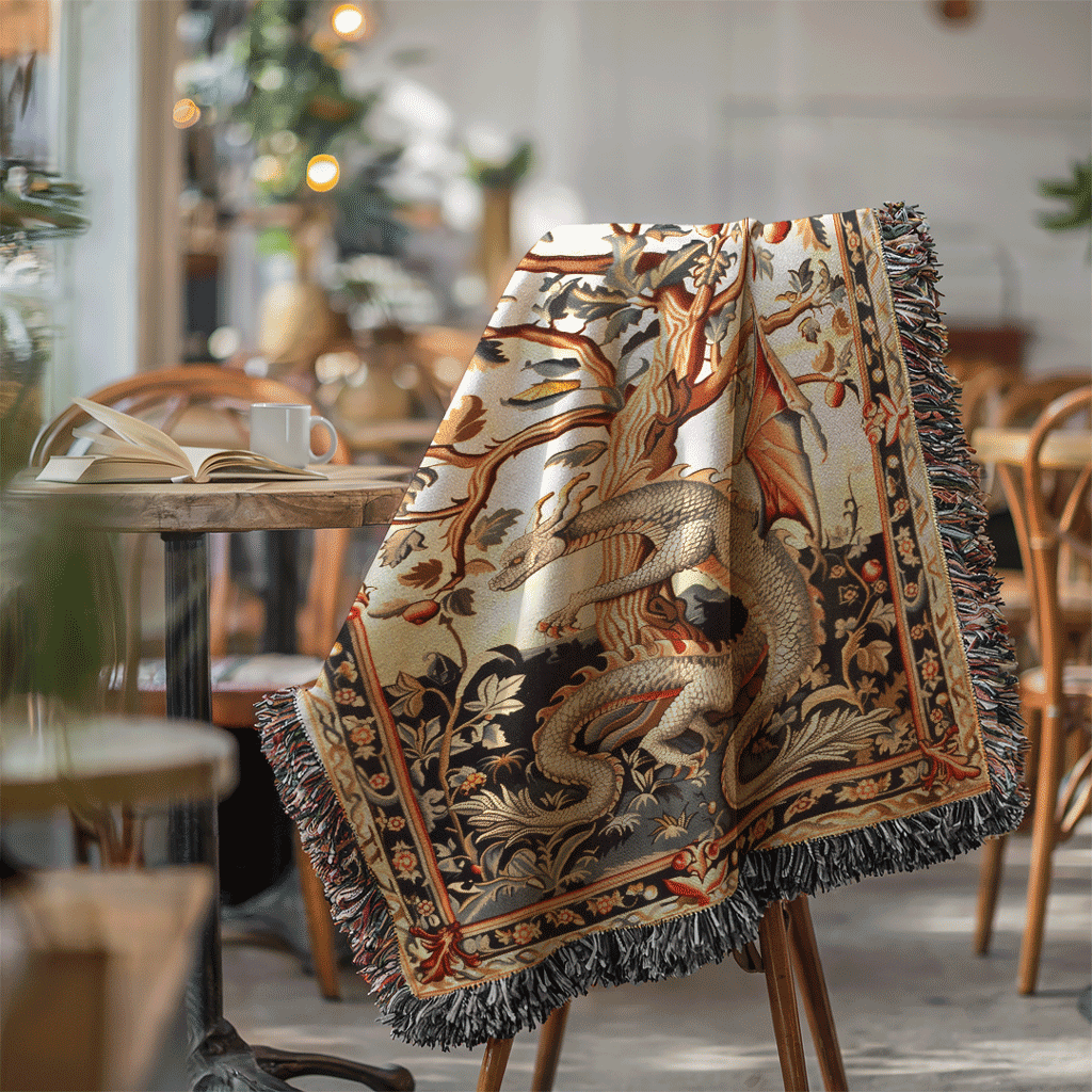 Medieval Dragon Woven Blanket
