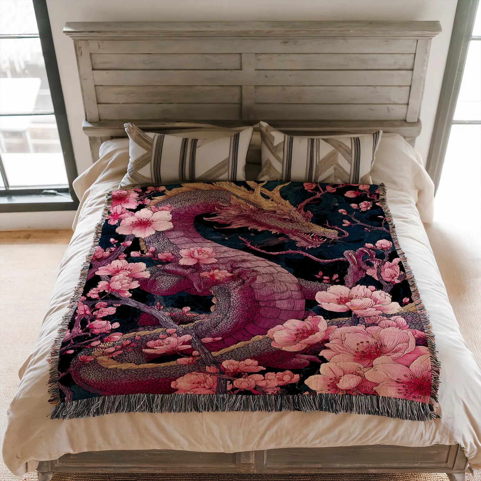 Sakura Dragon Woven Blanket