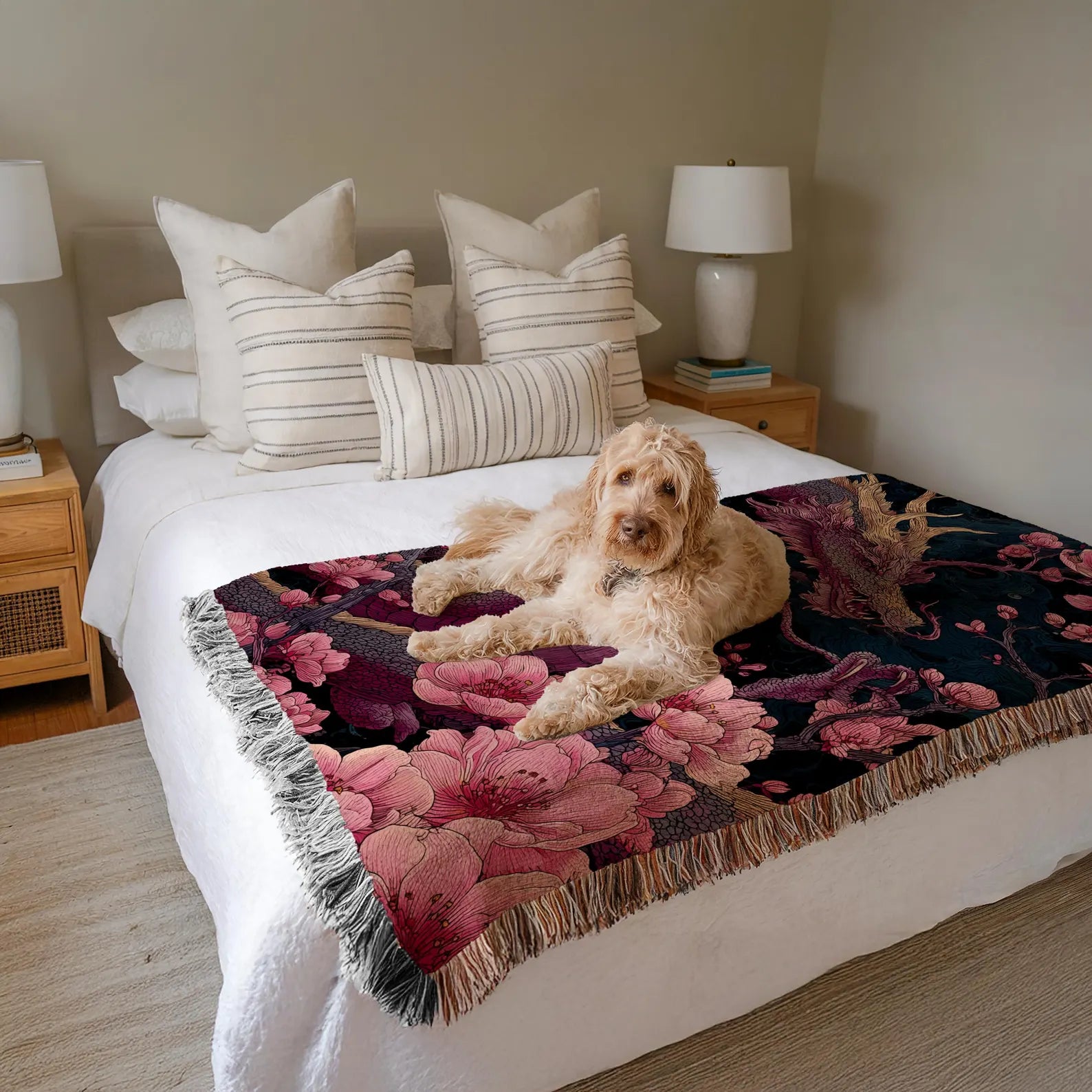 Sakura Dragon Woven Blanket