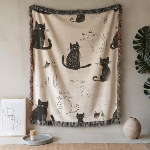Cute Cat Woven Blanket