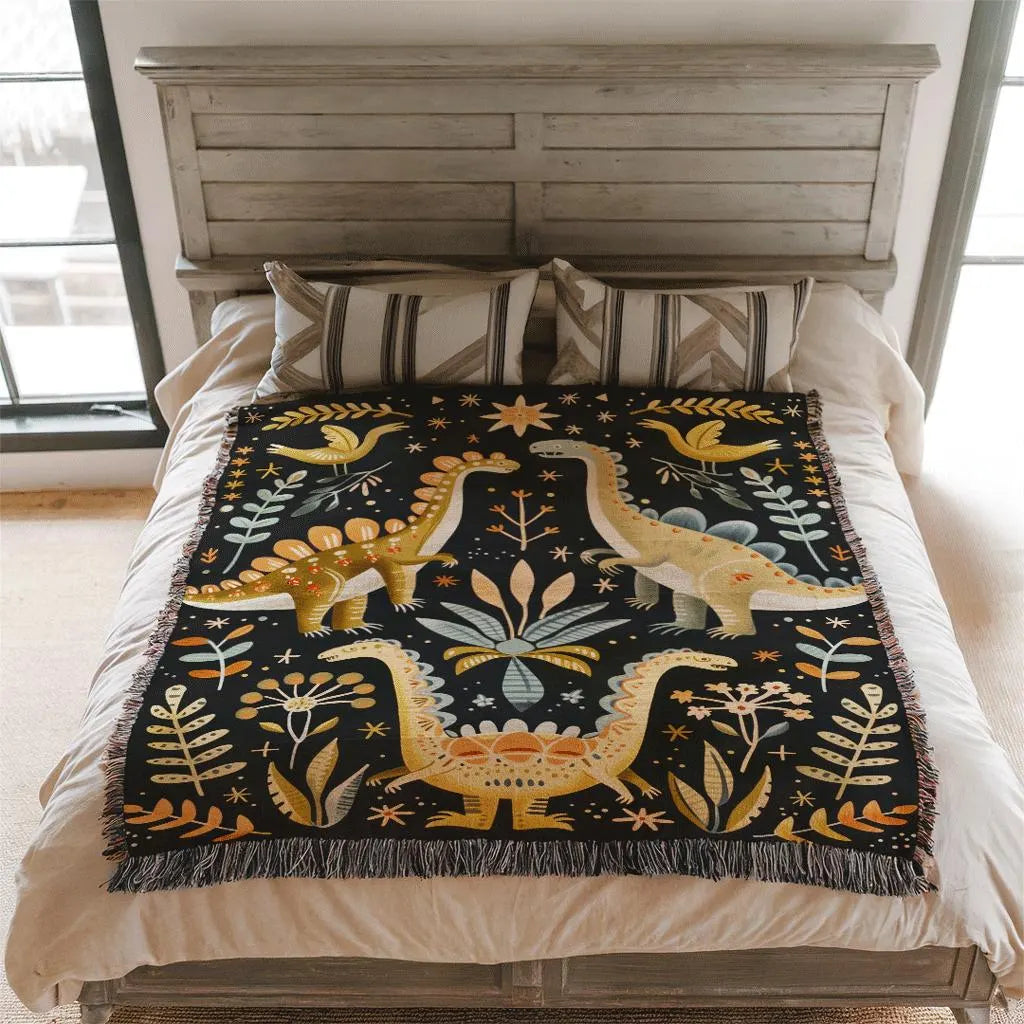 Boho Dinosaur Woven Blanket
