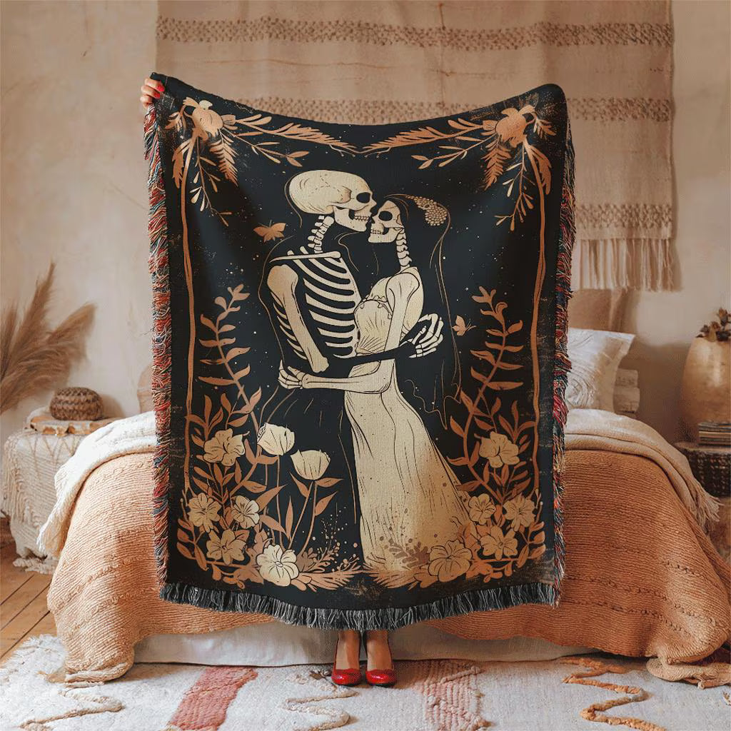 Skeleton Lovers Woven Blanket