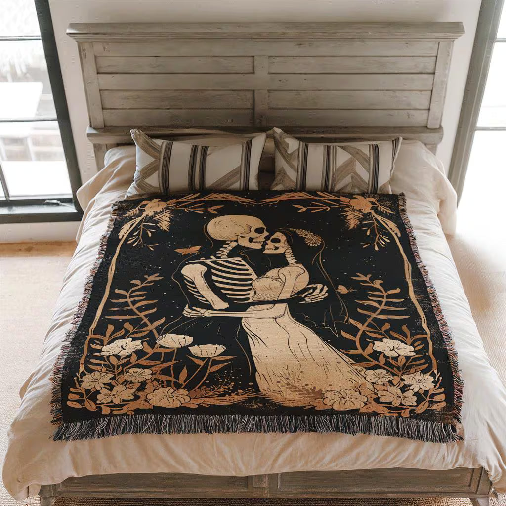 Skeleton Lovers Woven Blanket