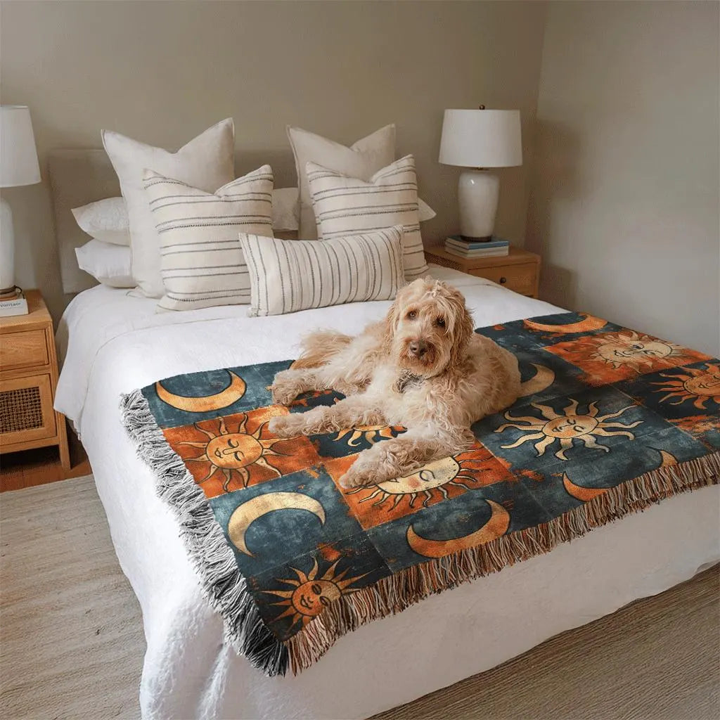 Sun Moon Celestial Woven Blanket