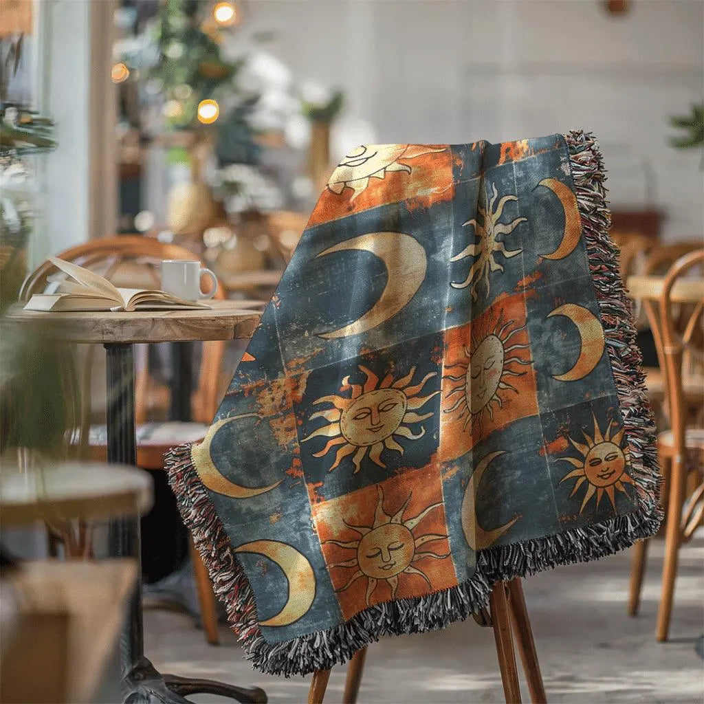 Sun Moon Celestial Woven Blanket
