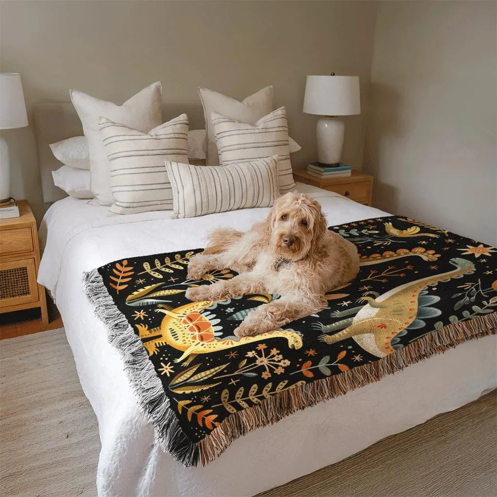 Boho Dinosaur Woven Blanket