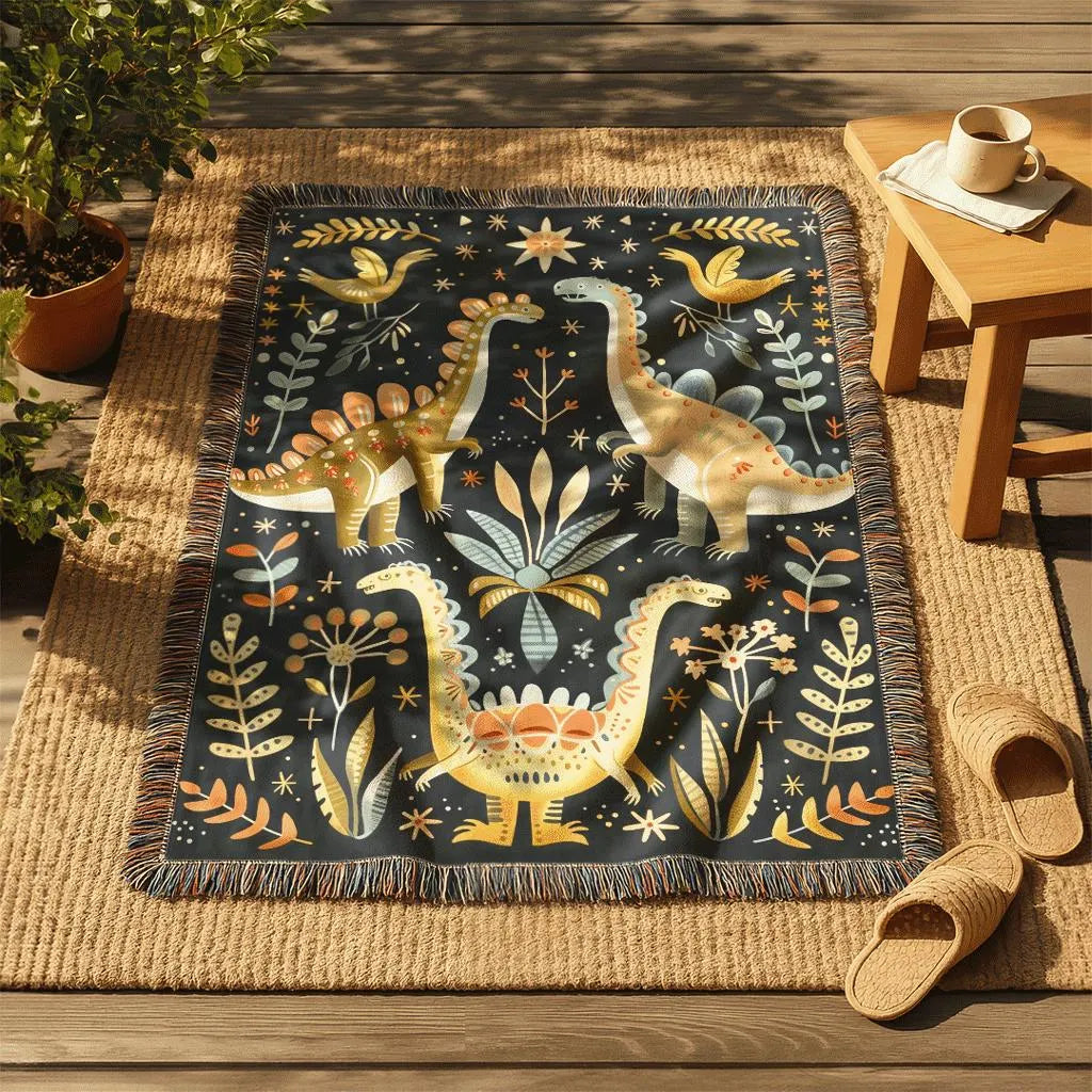 Boho Dinosaur Woven Blanket