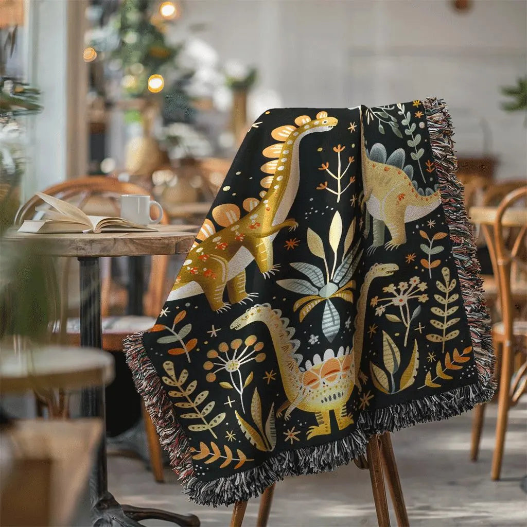 Boho Dinosaur Woven Blanket