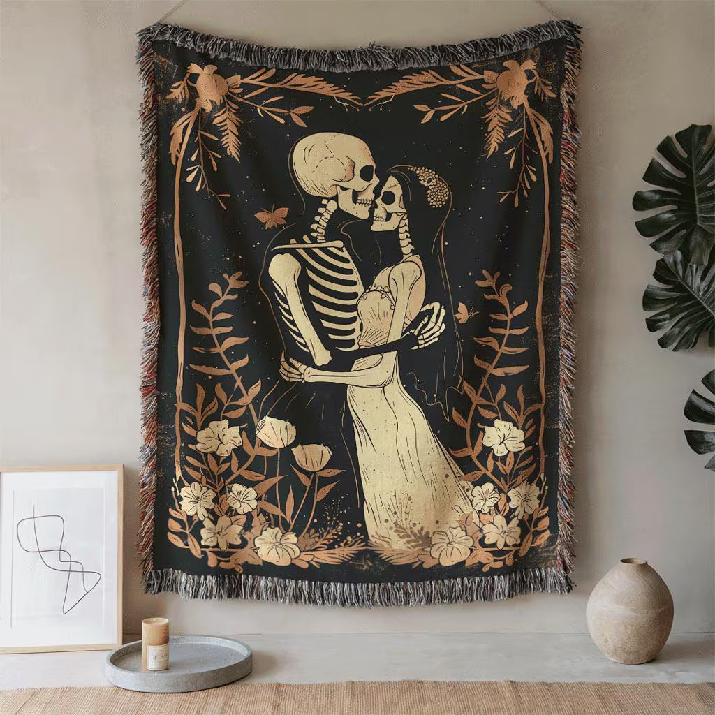 Skeleton Lovers Woven Blanket