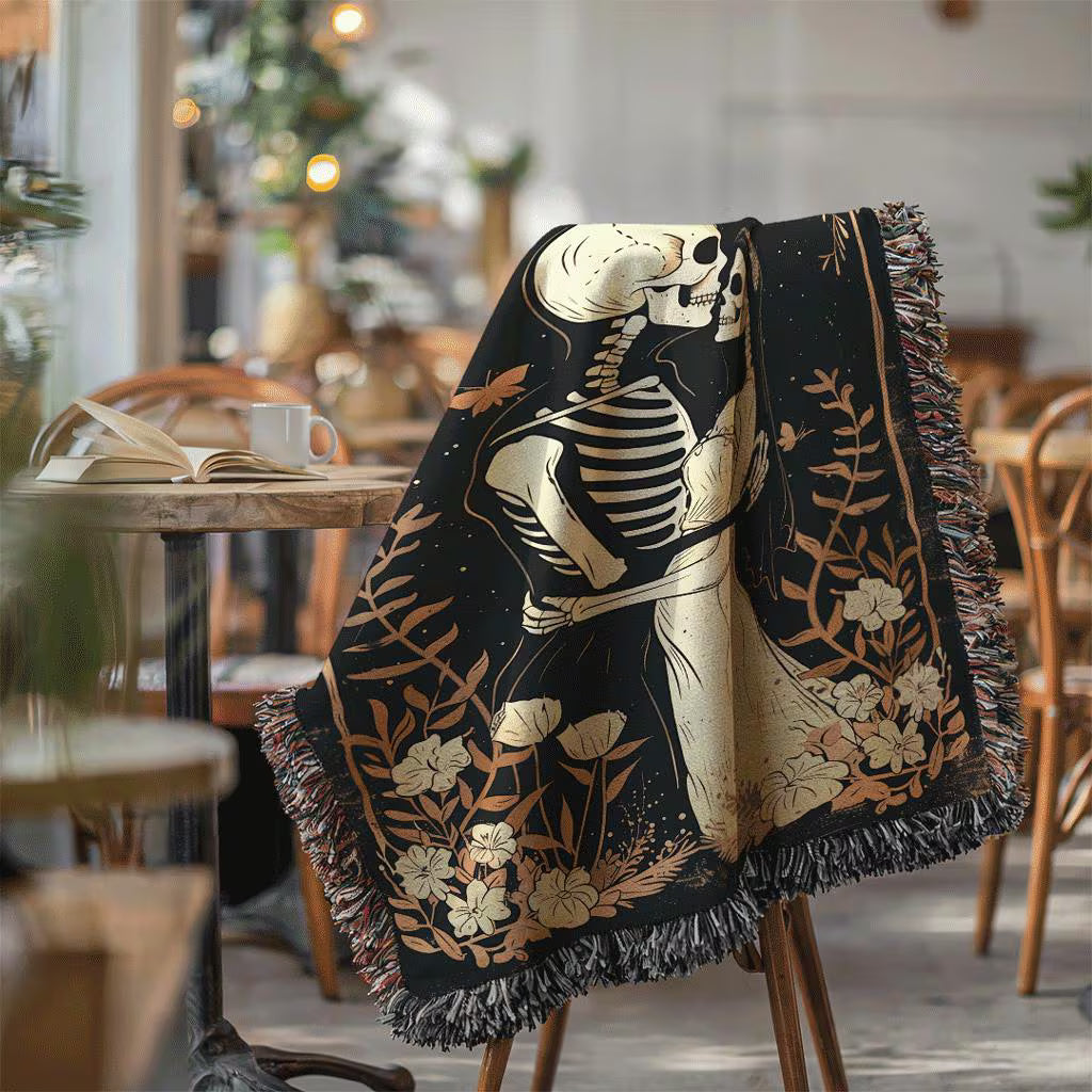 Skeleton Lovers Woven Blanket