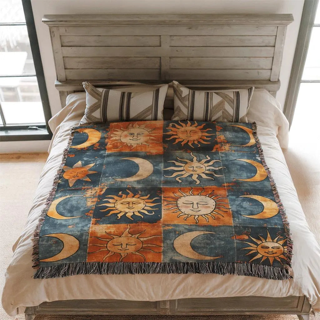 Sun Moon Celestial Woven Blanket