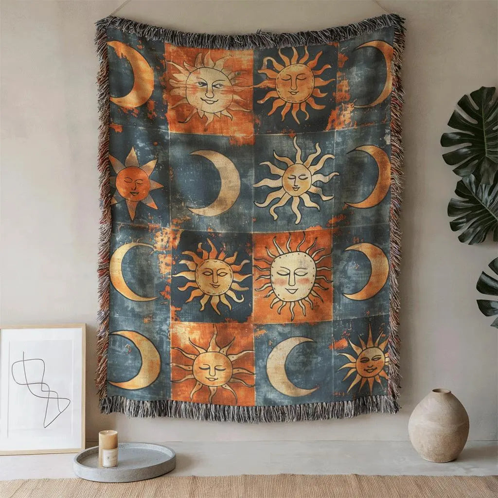 Sun Moon Celestial Woven Blanket